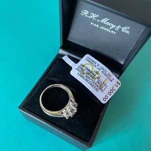 Diamond trinity engagement ring in 14k white gold